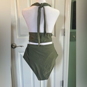 Women’s 3X 2 Piece Swim Suit Bikini SHEIN Olive Green NWT